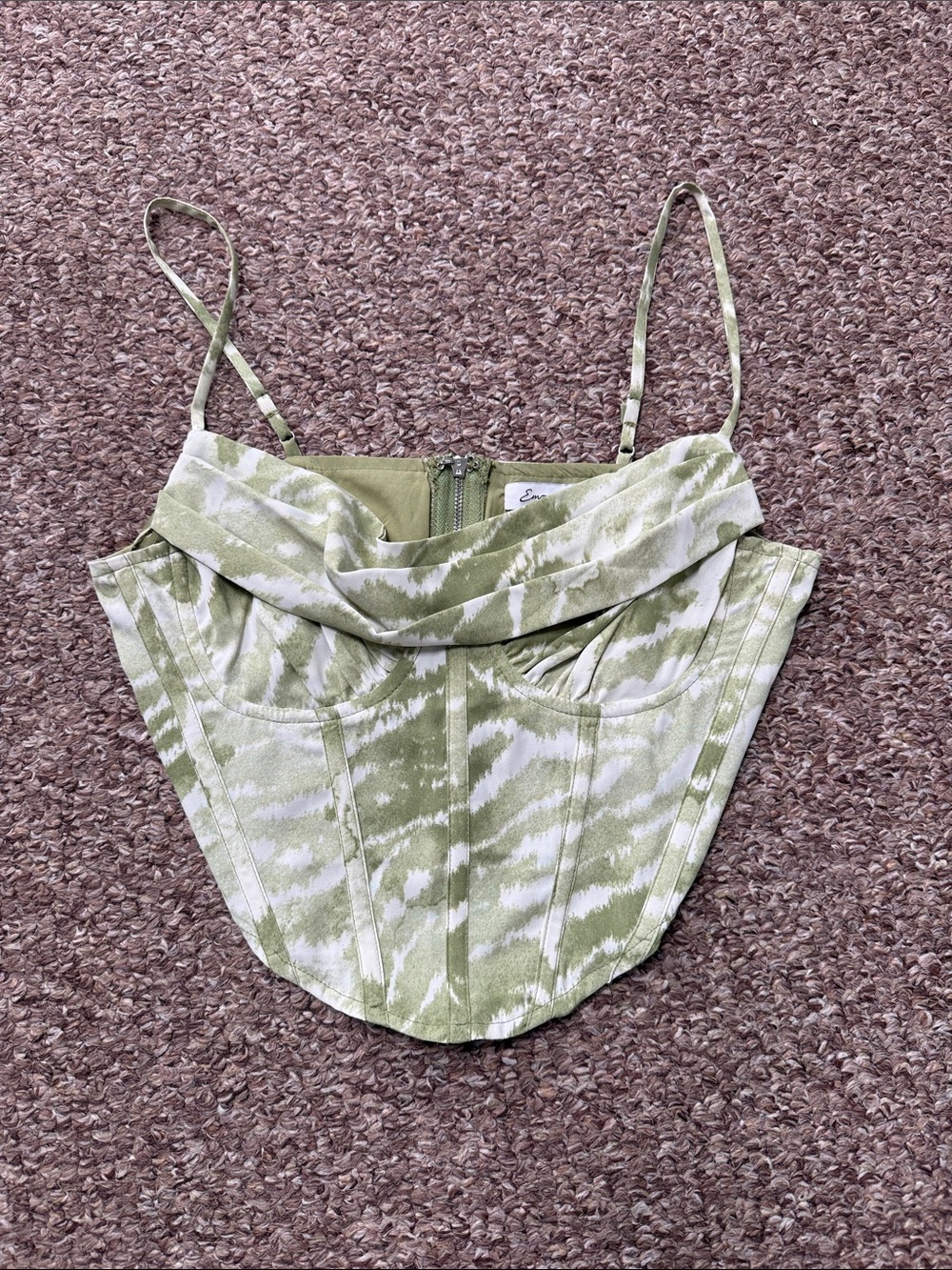 Emory Park Green Corset Top with Draped Neckline